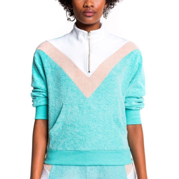 Wildfox Tops - WILDFOX Blocked Soto Warmup 3/4 Zip Pullover